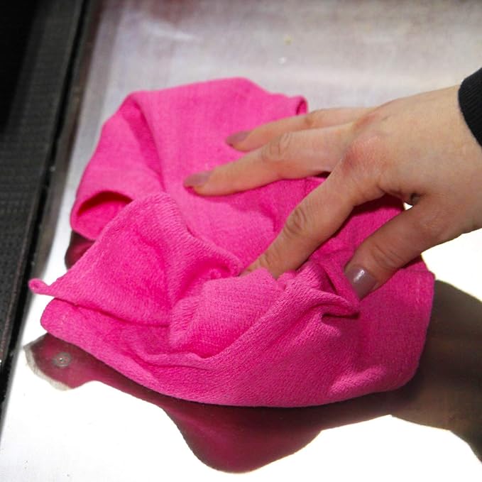 Arkwright Microfiber Huck Towels Pack of 12 Lint Free Surgical Cleaning Cloths for Glass Windows Auto Detailing and Professional Use 16 x 26 in Pink