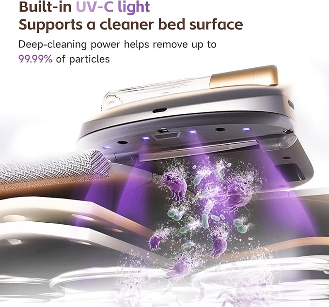 X1 Robot Bed Vacuum Automatic Mattress Vacuum Cleaner with Intelligent Path Planning UV-C Light HEPA Filter One-Click 100% Dust &amp Pet Hair Removal for Bed Mattress Sofa Carpet