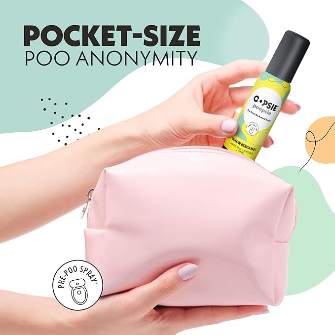 OOPSIE POOPSIE - Lemon Bergamont - Before &amp After You Go Toilet Spray 2oz - Portable Odor Eliminator - 4 Pack