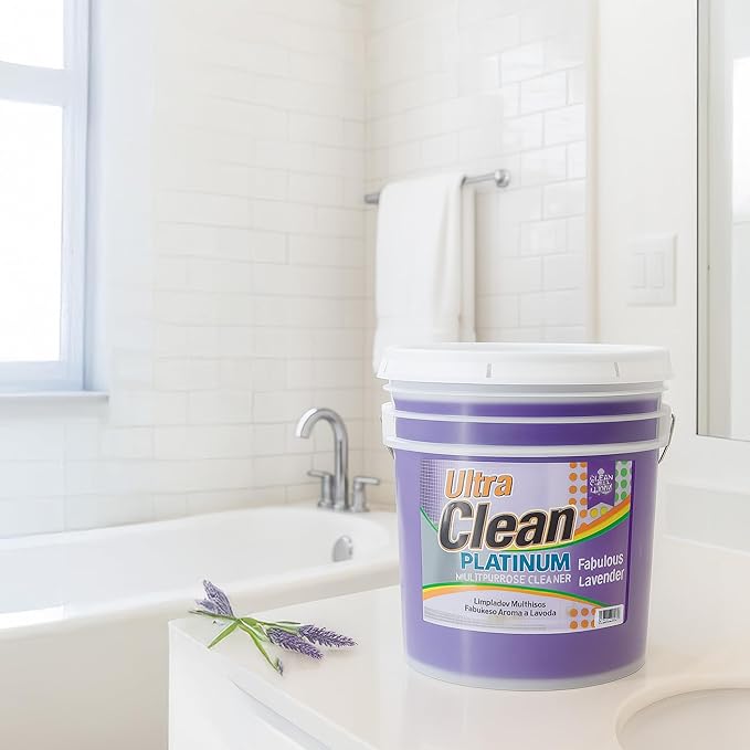 Ultra Clean Platinum Multipurpose Cleaner Non-Abrasive and Bleach-Free for Kitchen Counters Bathroom Floors and Garage Spaces Lavender 5 Gallons