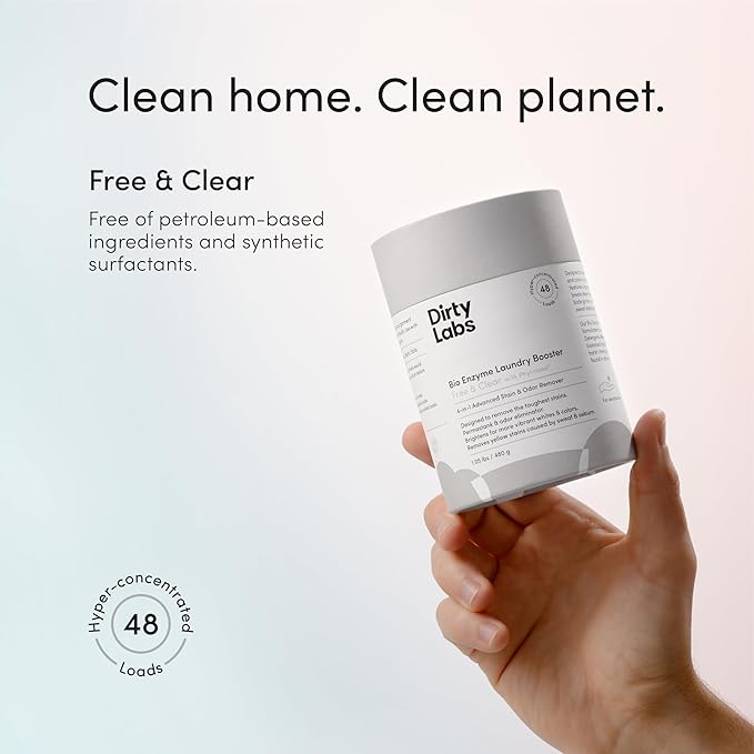 Dirty Labs | Gentle Starter Set | Free &amp Clear Detergent Laundry Booster &amp Dryer Balls | Hyper-Concentrated | High Efficiency &amp Standard Machine Washing | Nontoxic Biodegradable
