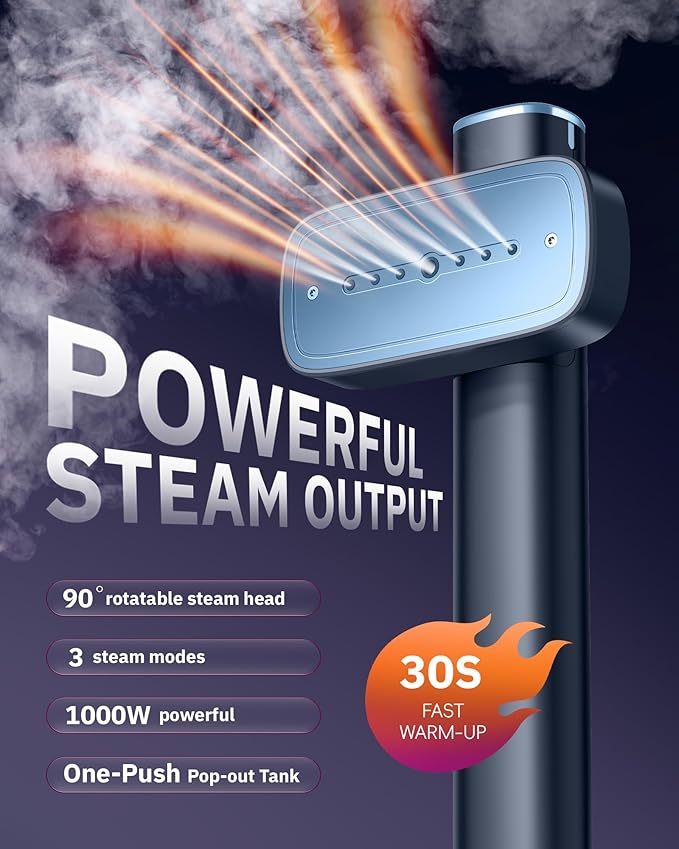 OGHom Steamer for Clothes 110-240V Travel Steamer &amp Iron 2 in 1 1000W Powerful Steam Portable Handheld Garment Wrinkle Remover 30s Fast Heat-Up with Dry&amp 2-Steam Control for Global &amp