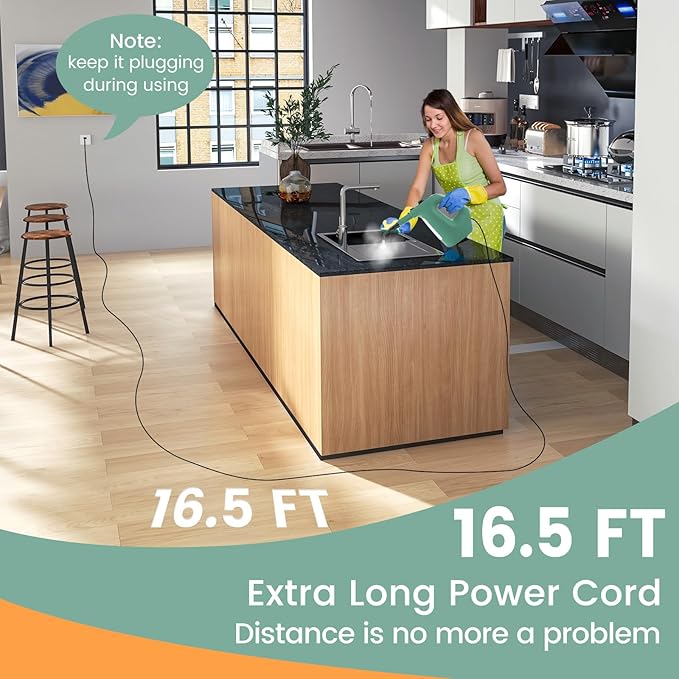 Goplus Multipurpose Handheld Steam Cleaner Pressurized Steam Cleaner w/ 17 Pieces Accessory Set 350ml Portable All Natural Chemical-Free Steamer for Home Sofa Upholstery Floor Window Kitchen (Green)