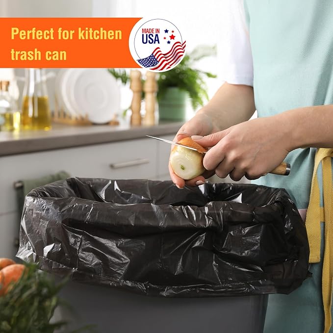 Delxo 30-33 Gallon Trash Bags 2000 Count – 0.6 Mil Medium Duty Garbage Bags Durable Plastic Bolsas para basura Perforated Design– Made in USA for Kitchen Yard Office (Black)