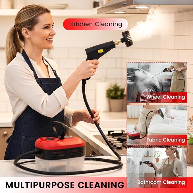 Saker Handheld Steam Cleaner for Home6-Level Adjustable Steamer for CleaningPortable Steam CleanerPortable Steamer for Cleaning with 1200ML Water TankSuitable for KitchenBathroomLiving Room