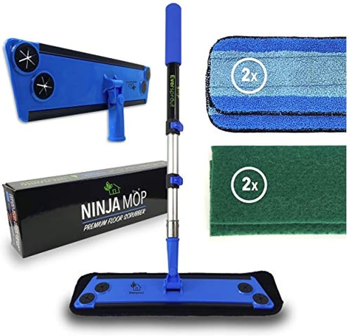 EVERSPROUT Never-Streak Ninja Floor Cleaning Mop Head 4 Reusable Washable Replacement Mop Pads Cleaning Pad Attachment Only No Pole 360 Full Rotation Microfiber Mop Pad Replacement Pads for Mops