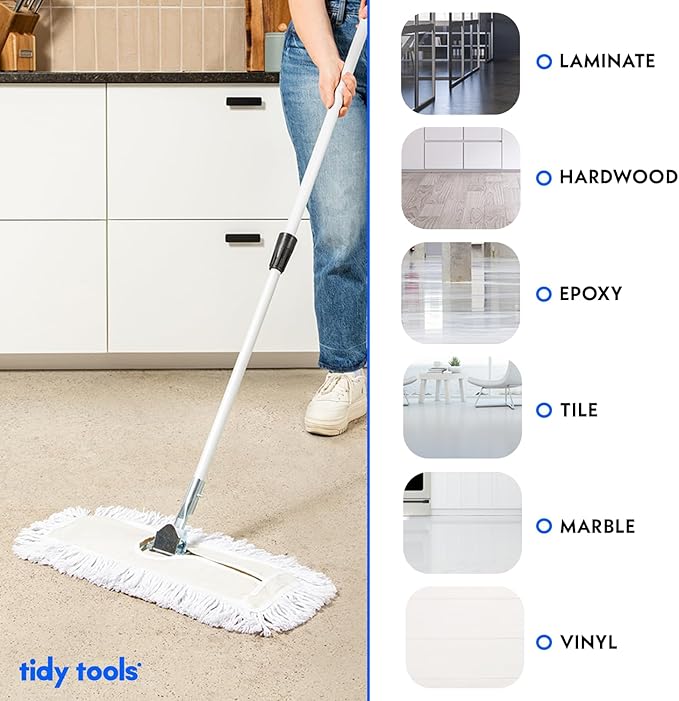 Commercial Dust Mop – 30 Inch Floor Sweeper for Hardwood Reusable Cotton Mop Head Extendable Handle Dry Mop for Floor Cleaning &amp Janitorial Supplies