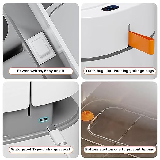 MOPUP Bathroom Trash Can Automatic Bagging Garbage Can 3.5 Gallon Slim Smart Small Plastic Trash Bin Narrow Motion Sensor Trash Can for Bedroom Office White