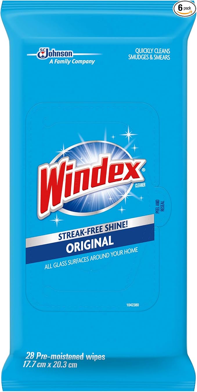 Windex Glass and Multi-Surface Cleaning Wipes 28 Count - Pack of 6 (168 Total Wipes)