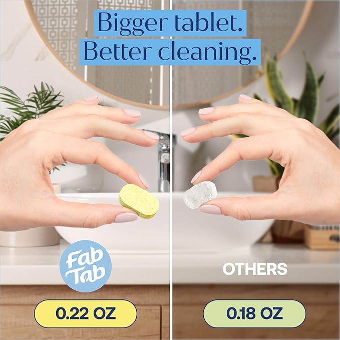 Fab Tab Tablet Cleaner Multi-Purpose &amp Bathrom Cleaner for Eco-Concious Cleaning Non Harmful &amp Chemical-Free Formula Convenient Refills with 2 Glass Bottles Luxury Hotel Scent (6 Refill Ta