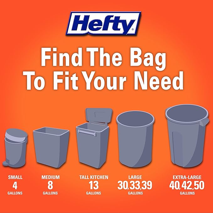 Hefty Ultra Strong Tall Kitchen Trash Bags Tropical Paradise Scent 13 Gallon 40 Count