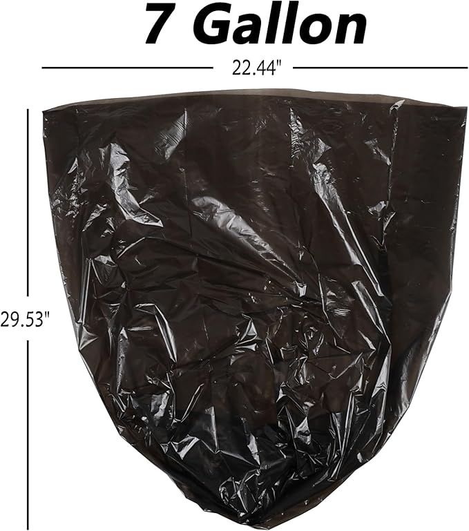 6 Rolls 7 Gallon Medium Trash Bags Black Garbage Bags for Office 150 Counts
