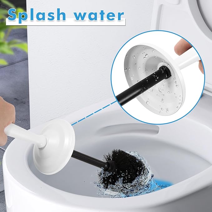 Stainless Steel Toilet Brush and HolderToilet Bowl Brush with Long Handle for BathroomToilet Brushes-Space SavingCovered Brush Durable Deep CleaningSplash Resistant (White)