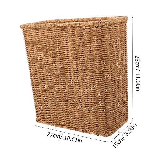 Woven Wastebasket Trash Can Multipurpose Storage Basket for Bathroom Kitchen Office Lightweight Rustic Design