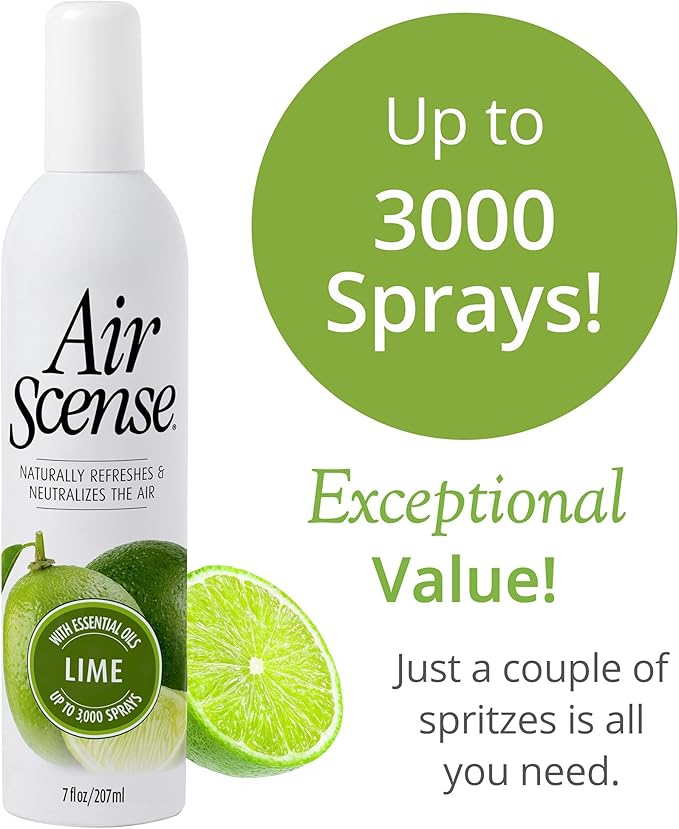 Air Scense Air Freshener Deodorizer Room Spray for Bathroom &amp Home Essential Oils Natural Lime- 7 fl oz (2-Pack)