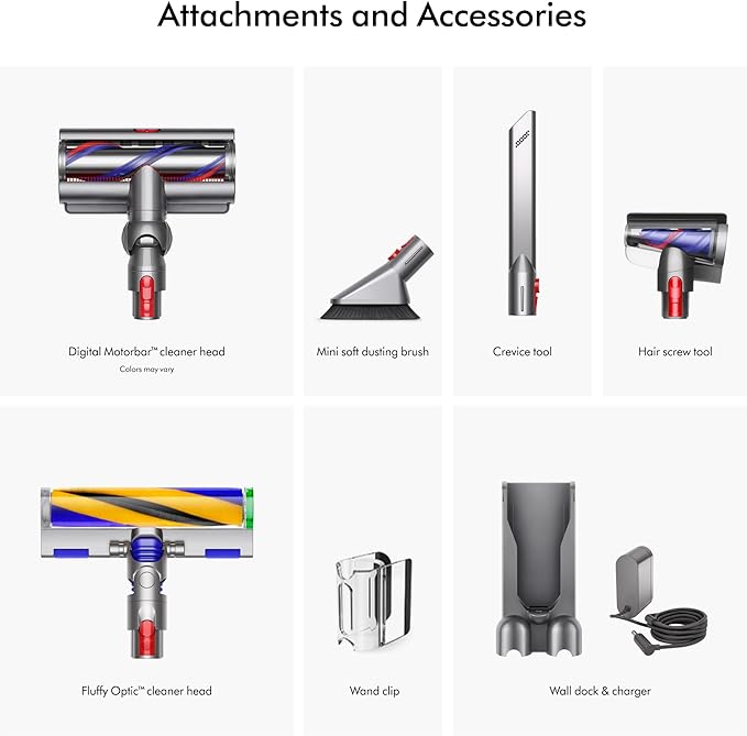 Dyson V15 Detect Plus Cordless Vacuum Illumination Reveals dust 240AW 3 Power Modes Up to 60 Minutes² Deep Cleans Hard Floors and Carpets Detangles pet Hair Converts to Handheld