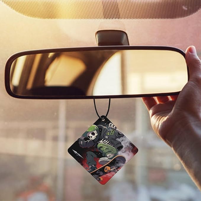 5PCS Car Air Freshener Hanging Personalized Double Sided Skull Rider Car Fresheners Long Lasting New Cars Scents Cute Automotive Freshies for Closets Drawers (tea)