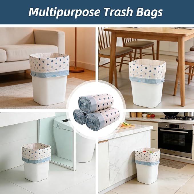 300 Count 3 Gallon Small Trash Bags1Mil Drawstring Mini Garbage BagsPlastic Trash Can Liners for Bathroom Accessories12 LiterDorm Room EssentialsOfficeBedroom