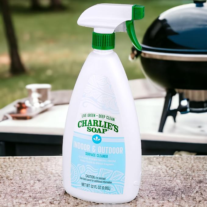 Charlie's Soap Indoor &amp Outdoor Surface Cleaner Refill Biodegradable Natural Outdoor Cleaning Spray – Safe for Indoor Use (32.00 Fl Oz (Pack of 2))