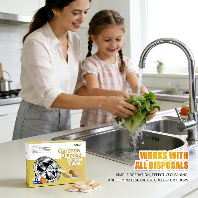 SOPAMI Garbage Disposal Cleaner Tablets 24-Pack - Sink Cleaner and Deodorizer Disposal Cleaner and Deodorizer Garbage Disposal Cleaner and Deodorizer Tablets