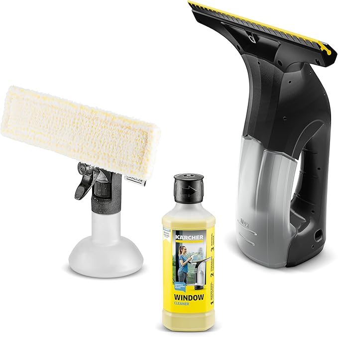 Kärcher WV 1 Electric Window Vacuum Squeegee 10 - Perfect for Showers Mirrors Glass and Countertops - Electric Squeegee Black