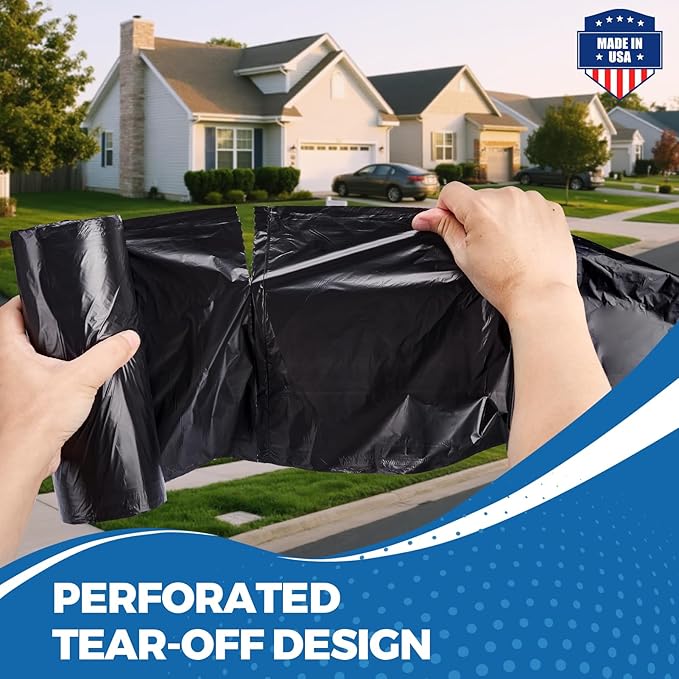 Fuxury 55-60 Gallon Extra Large Trash Bags 100 Count Black Garbage Bags 23 Mic Thick 38x58 in Star-Seal Bottom Plastic Bags Ideal for Home Yard &amp Commercial Use Made in USA