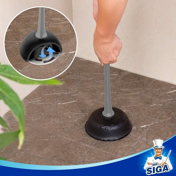 MR.SIGA Toilet Plunger and Bowl Brush Combo for Bathroom Cleaning Gray 2 Sets