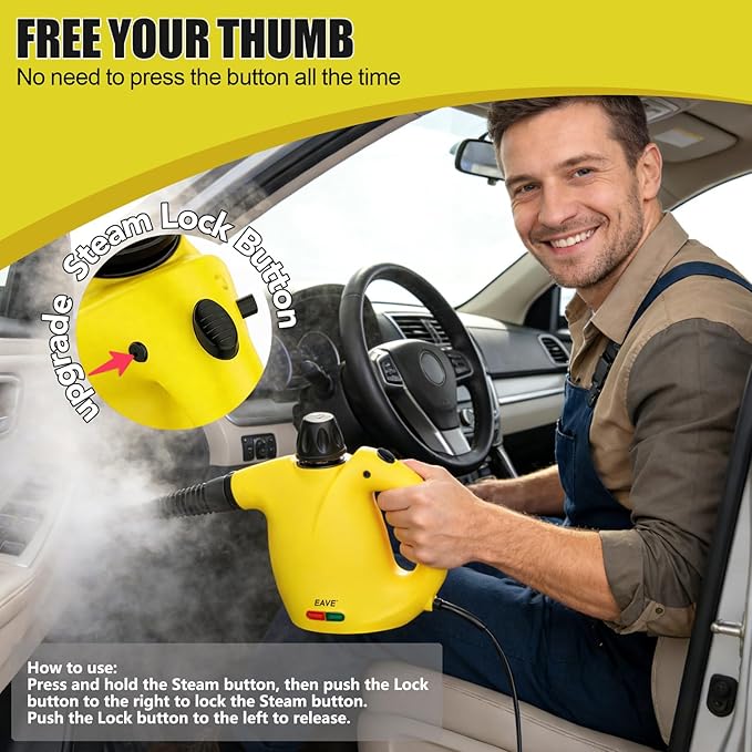 Handheld Steam Cleaner Steamer for Cleaning Portable Upholstery Steamer for Surface Cleaning Hand Steam Cleaner for Furniture Car Detailing Home Kitchen Bathroom Upholstery