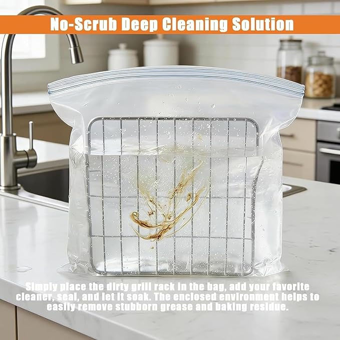 Oven Rack Cleaning Bags No Scrub Oven Rack Cleaning Bags Reusable Leak Proof OvenGrate CleaningBags For Deep Soaking Grill Grates Removable Metal Rack BBQ Racks (27.5 x 19.6in)