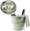 SIMPLEMADE Collapsible Bucket Cleaning Set - Includes 2 Foldable Buckets Spray Bottle Rag Scrubbing Brush and Sponge - Holds Up to 10 liters Easy Storage All-Purpose Cleaning Solution