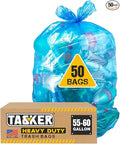 Recycling Trash Bags 55 Gallon (50 Bags w/Ties) Large Blue Plastic Garbage Bags