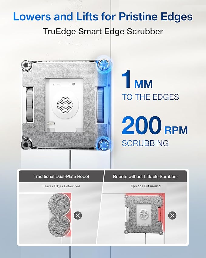 ECOVACS WINBOT W2S Omni Window Cleaning Robot with 6-in-1 Multifunction Station TruEdge Edge-to-Edge Precision Triple Wide-Angle Spray Nozzles 12-Level Safety System Dual Power Modes