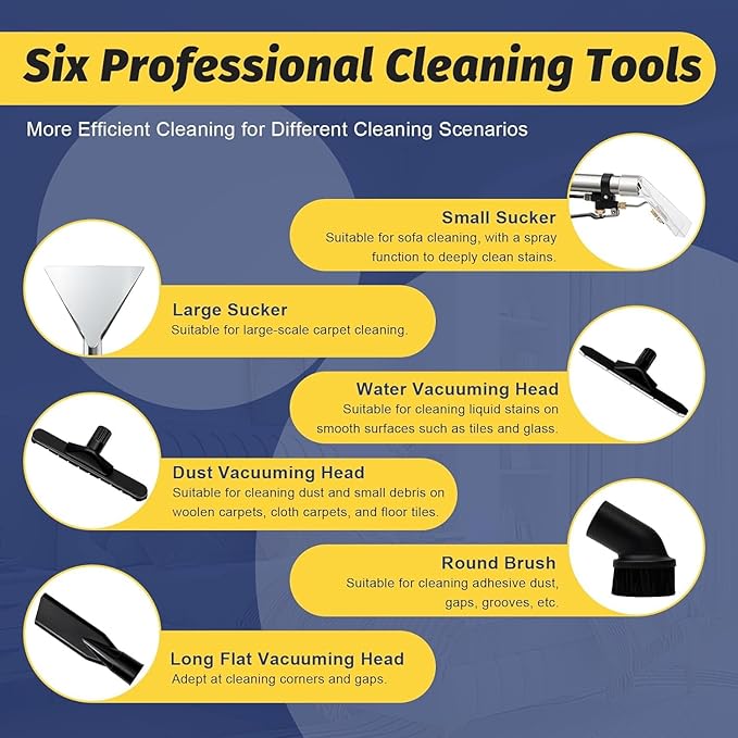 Carpet Cleaner Machine 80L/21.13Gal Carpet Extractor 3 in 1 Carpet Cleaning Wand Floor Cleaning Machine Pet Carpet Cleaner with Mobile Wheels +Long Flat/Dry/Water Vacuum Head+Round Brush