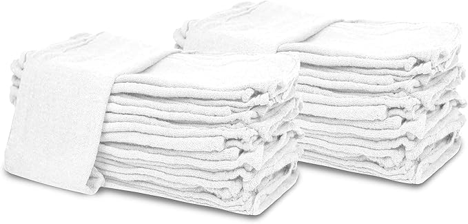 Cotton Shop Rags – (Pack of 150) Size 12x14 Inches Cleaning Rags – Absorbent Shop Towels and Multipurpose Cleaning Towels for Automobiles Industries Garage and Homes (White)