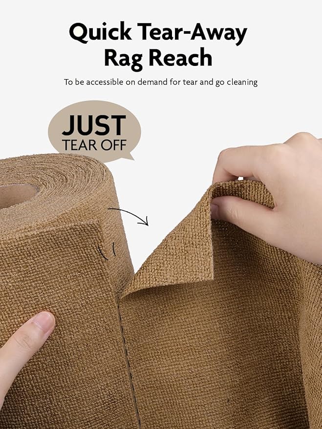 Fantasticlean Microfiber Cleaning Cloth Roll -40 Pack Tear Away Microfiber Towels 12 x 12 Reusable Washable Scratch Free Ultra Absorbent for All-Around Cleaning Supplies (TAN)