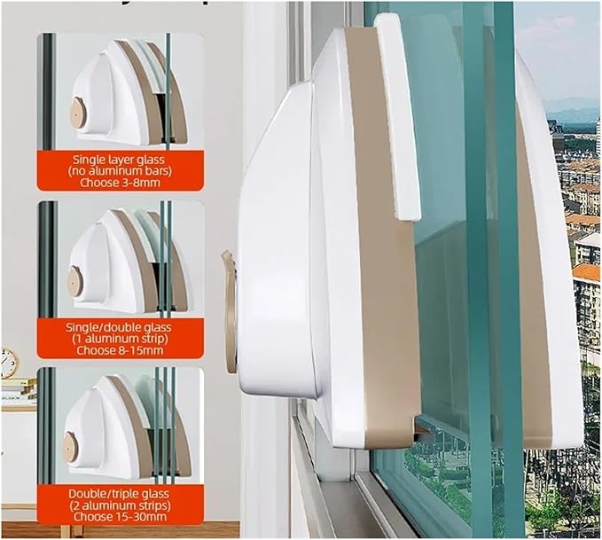 Glass Window Cleaner Brush Double-Layer Automatic Water Discharge Wiper for Home Household Cleaning Tools(Green 15-26mm)