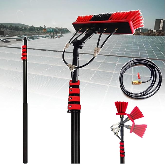 Water Fed Pole Kit 12-39ft Length Water Fed Brush Telescopic Water Fed Cleaning System Outdoor Window Cleaner w/180° Rotatable Brush Head Cleaning Tool for Conservatory Roof20FT/6M