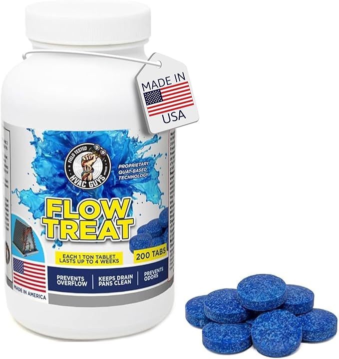 HVAC GUYS – Flow Treat Tabs - 200 Tablets | AC Drain Line Cleaner | Prevents Odors Keeps HVAC Drain Pan Clean Prevents Overflow | One Tablet Lasts up to 4 Weeks