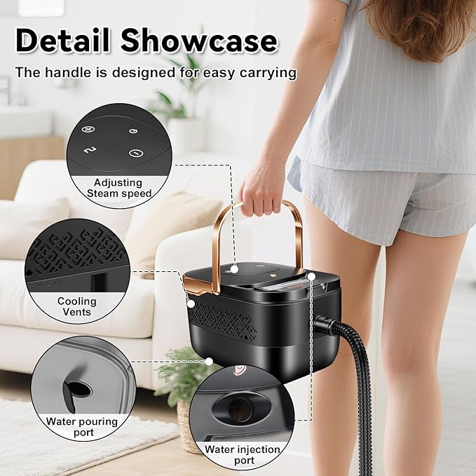 Steam Cleaner 2500W Portable Handheld Steamer for Cleaning Large Capacity Tank Pressurized Steam Cleaning Machine for Home Car Bathroom Kitchen Furniture Grout Floor Tile