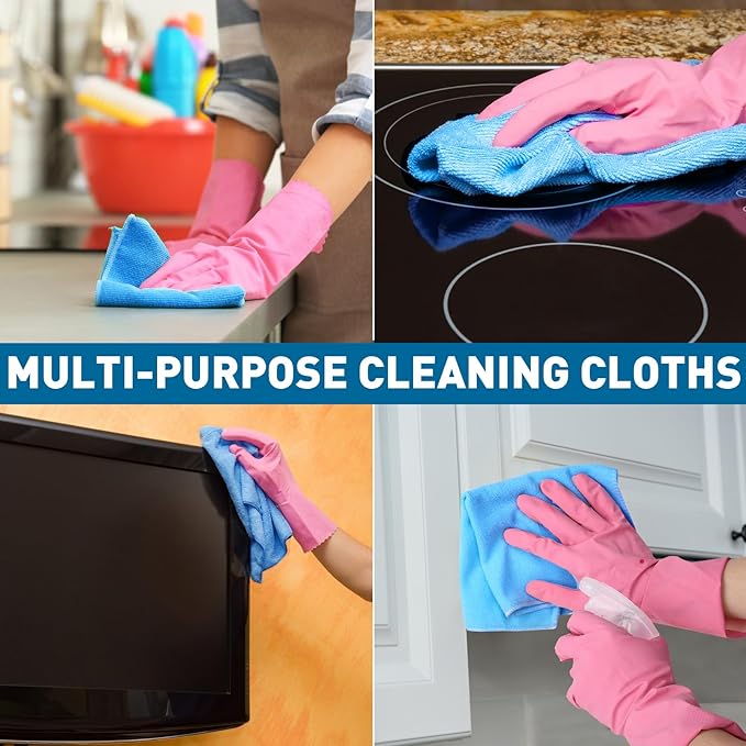 Microfiber Towels Bulk-150 Pack Cleaning Cloths Microfiber Towels for Cars Cleaning Rags Blue (12x12 inches)