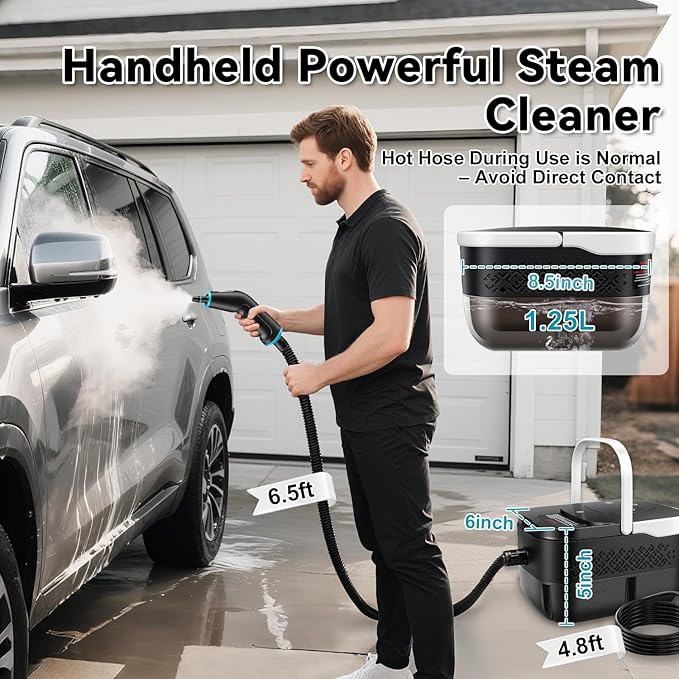 Steam Cleaner 2500W Portable Handheld Steamer for Cleaning Large Capacity Tank Pressurized Steam Cleaning Machine for Home Car Bathroom Kitchen Furniture Grout Floor Tile