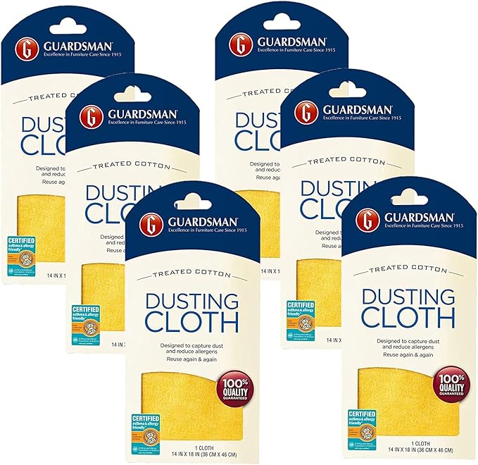 Guardsman Wood Furniture Dusting Cloths - 1 Pre-Treated Cloth - Captures 2X The Dust of a Regular Cloth Specially Treated No Sprays or Odors - 462100 Pack of 6