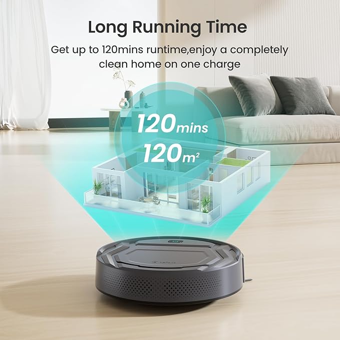 Lefant M210 Pro Robot Vacuum Slim Quiet 3 Adjustable Suction Levels 6 Modes Robot Vacuum Cleaner for Pet Hair Hard Floors &amp Low Carpets Self-Charging WiFi/App/Alexa Control Gray