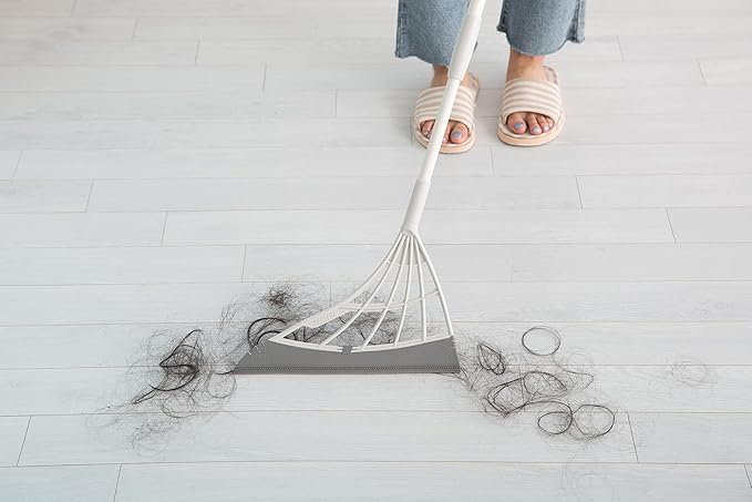 Original Broombi - All-Surface Silicone Broom Squeegee Pet Hair Remover - Smart Broom for Indoor Cleaning - Cleans Glass Fine Dust Hair Liquids - for Smooth Floors Rugs Windows (Grey)