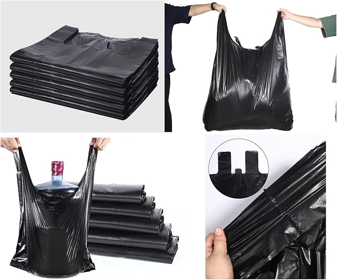 100 Counts Ultra Strong 13 Gallon Black Trash Bags 2 Mils 12 Gallon 13 Gallon 14 Gallon Multi-Use Bin Liners Food Scrap Waste Tall Kitchen Garbage Bags for Home Office Kitchen (12-13Gallon)