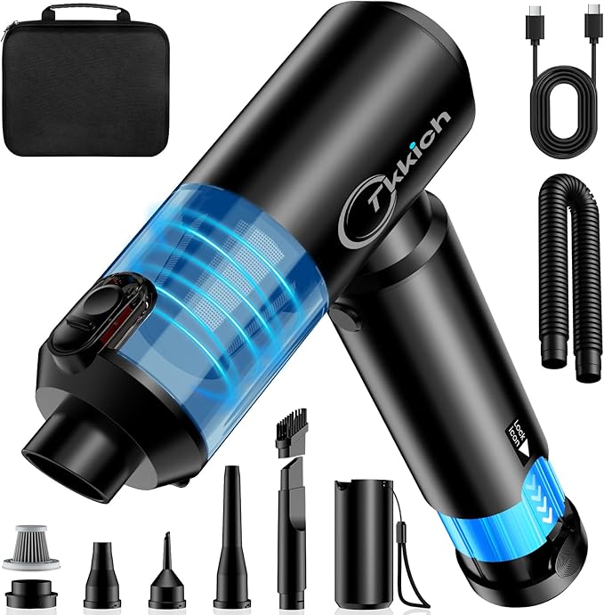 Car Vacuum Portable Cordless with Removable Battery as 35W Power Bank 6-in-1 Handheld Vacuum Blower Set18000PA Mini Vacuum Cleaner 6000mAH with Brushless Motor for Car Home - 2 Batteries