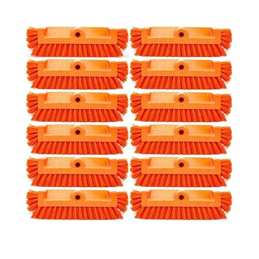 SPARTA Multi-Level Tile Scrub Brush 12 Wide Brush Head Heavy-Duty Tile Cleaning Brush with End Bristles for Commercial Tiles Tubs and Floor Plastic 12 Inches Orange (Pack of 12)