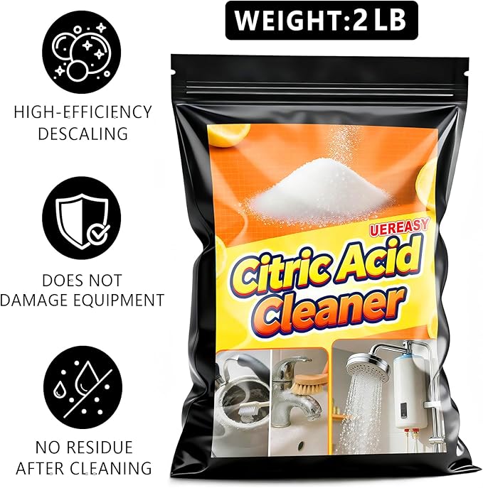 Distiller Descaler Citric Acid Cleaner 2 Lb Bulk for Cleaning Water Distillers Pure Citrus Acid Crystals Universal Residue Descaling Portable Distiller Kettle Boiler Dispenser (32 oz)