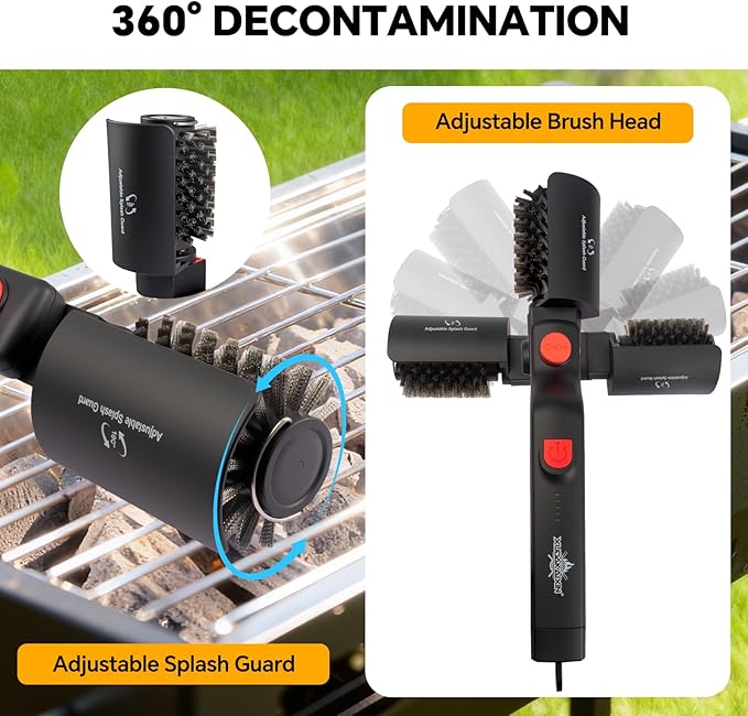 Electric Rotary Grill Brush with 1 Replacement HeadCordless Rechargeable Grill Cleaning Brush with Adjustable AngleNo Bristle SheddingGifts for Men/Dad