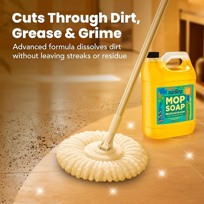 Luxury Mop Soap for Floor Cleaning - Highly Scented Brazilian Waves Concentrated Formula - Best Smelling Floor Cleaner for Mopping Tile Wood &amp Laminate - R&ampW - No Residue Pet Safe (32oz)